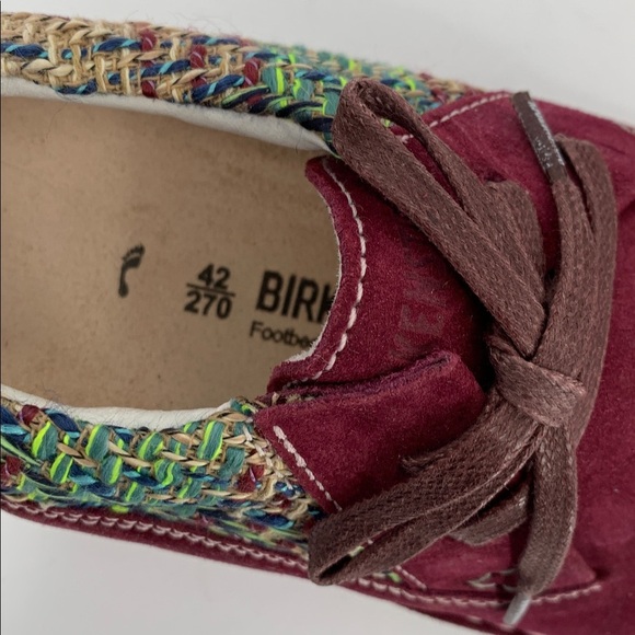 Birkenstock Memphis loafer shoe lace tie burgundy suede leather wine new 42 11 9